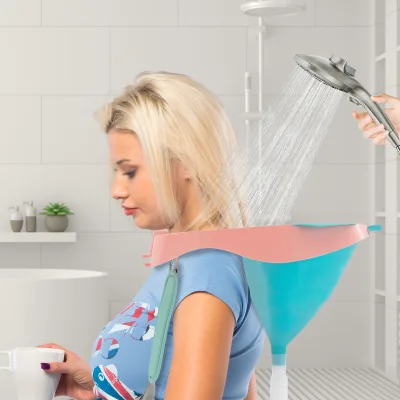 Bassin de lavage de cheveux pliable, bleu ou rose – image 2