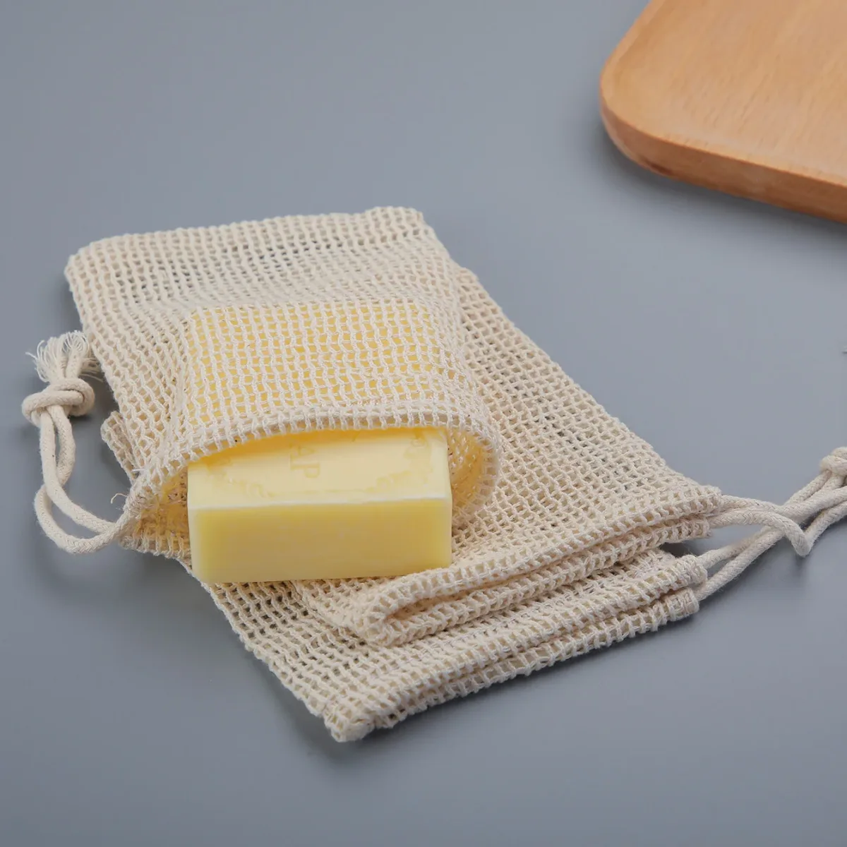 Pochette à savon en coton, lot de 3